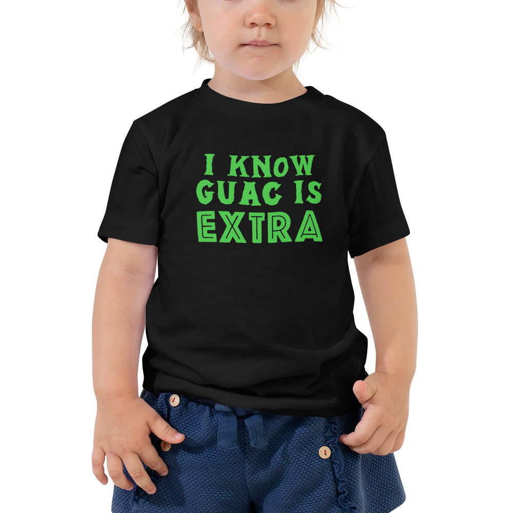 Guac Toddler Short Sleeve Tee - I Know Guac Is Extra - Holy Guacamole - Guac - Taco Tuesday - Taco Toddler - Avocado Baby
