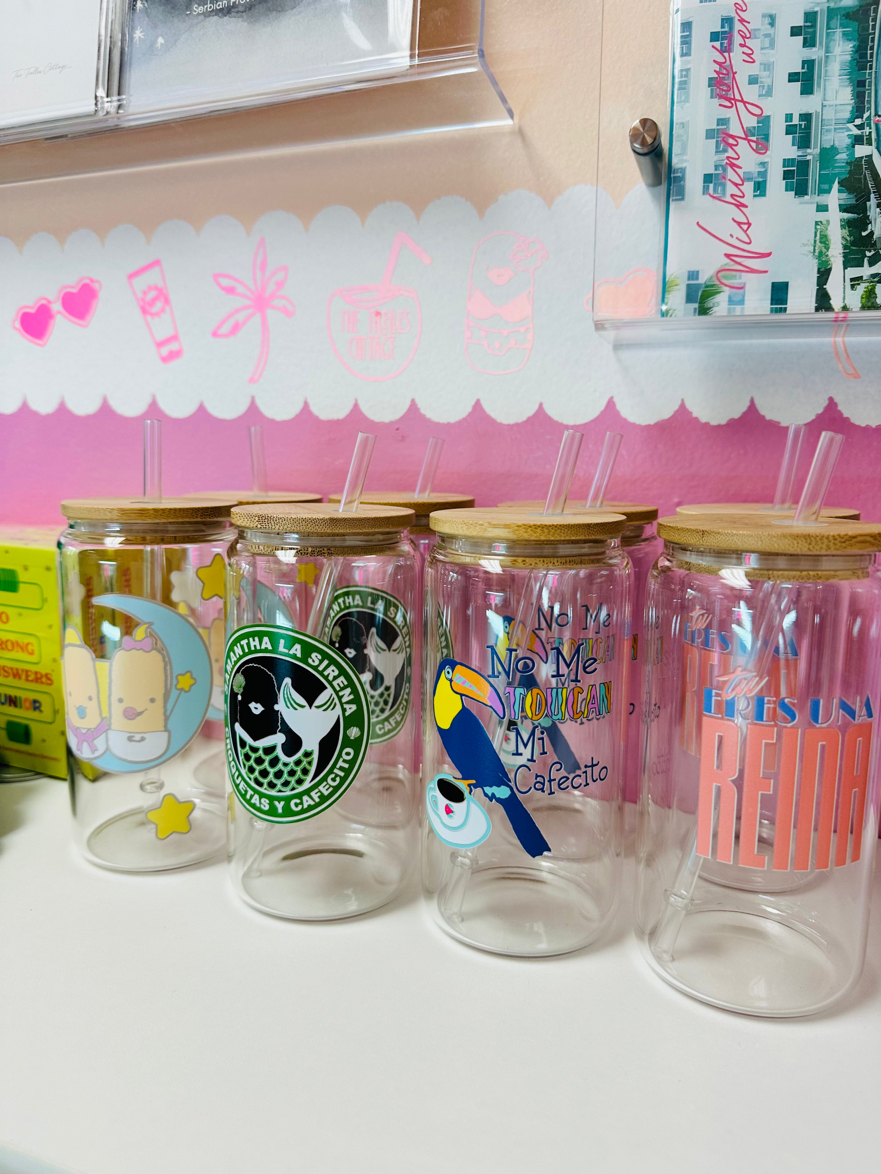 No Me Toucan Mi Cafecito Glass Cup with Lid