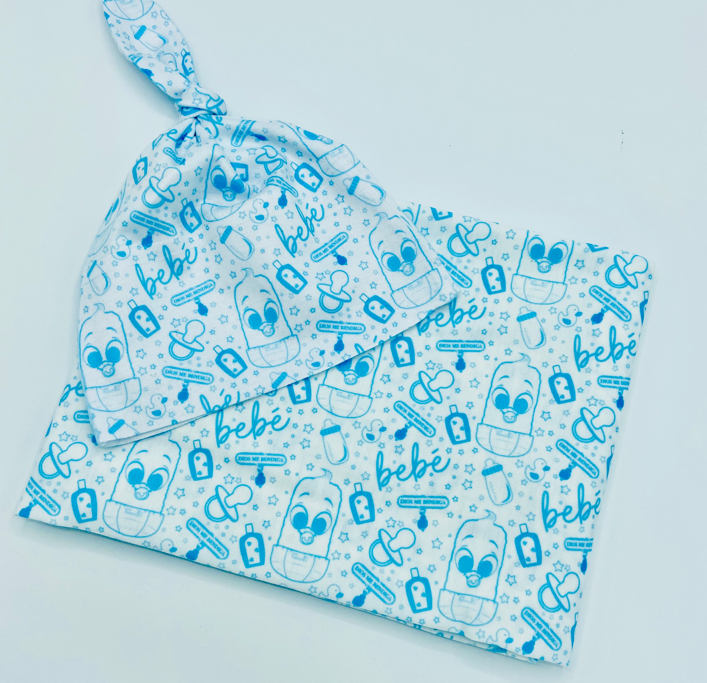 Swaddle Baby Blanket & Knotted Hat Set