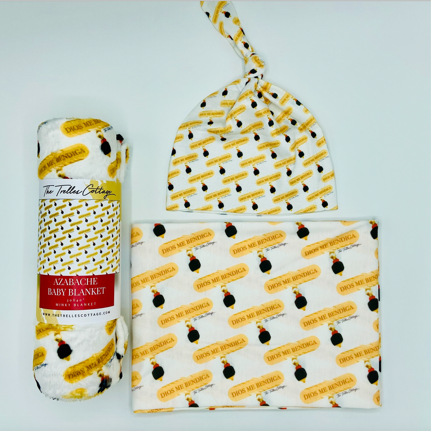 Swaddle Baby Blanket & Knotted Hat Set