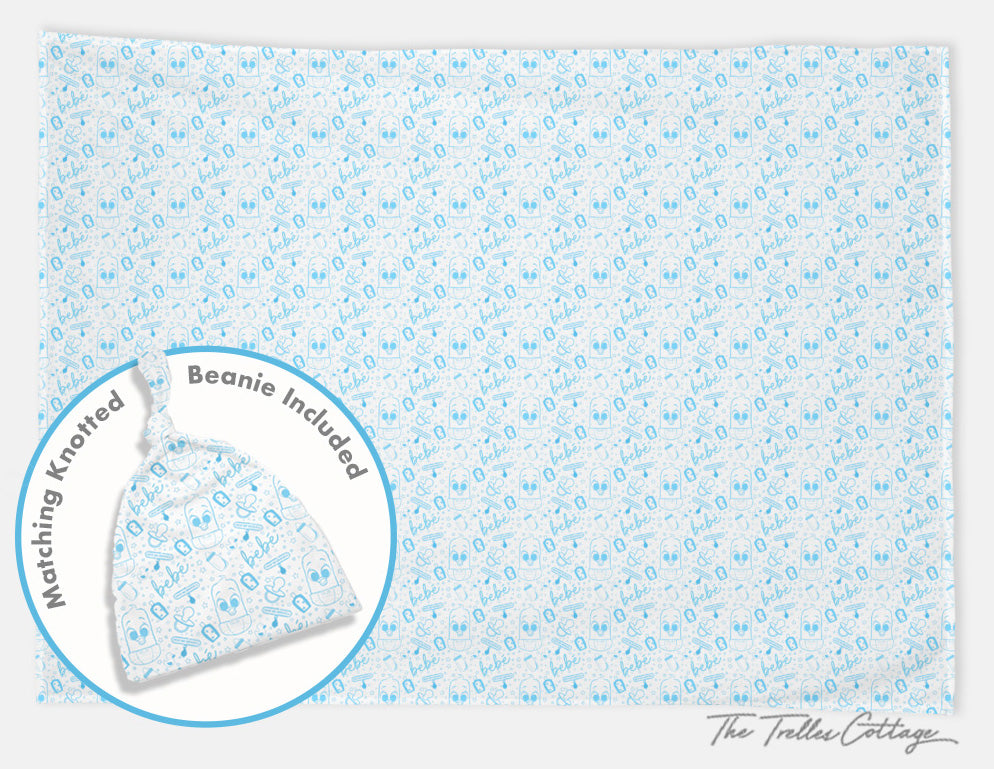 Swaddle Baby Blanket & Knotted Hat Set