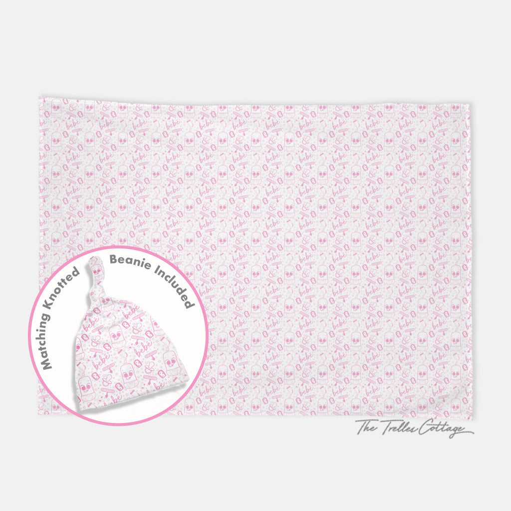 Swaddle Baby Blanket & Knotted Hat Set
