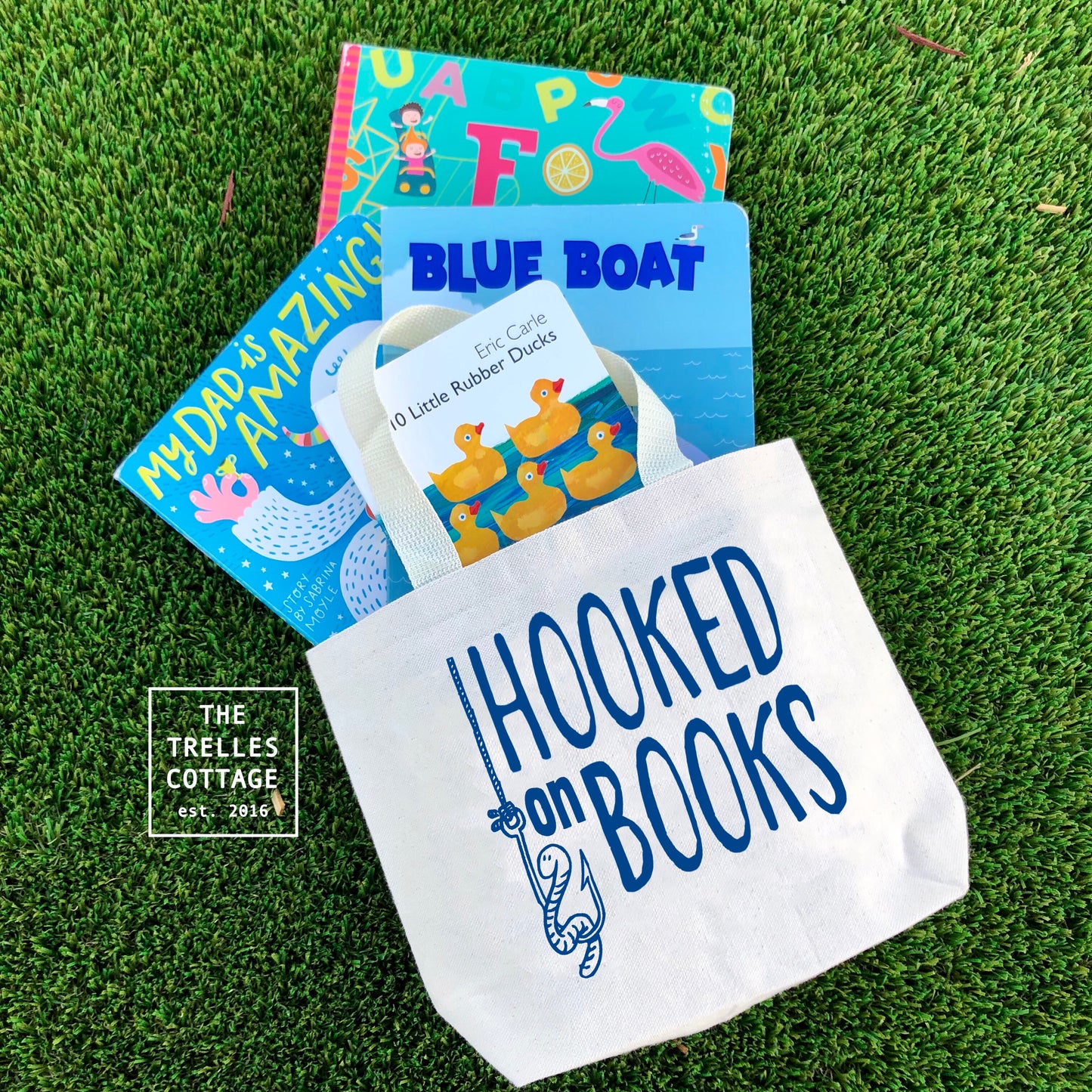 Hooked on Books Canvas Tote