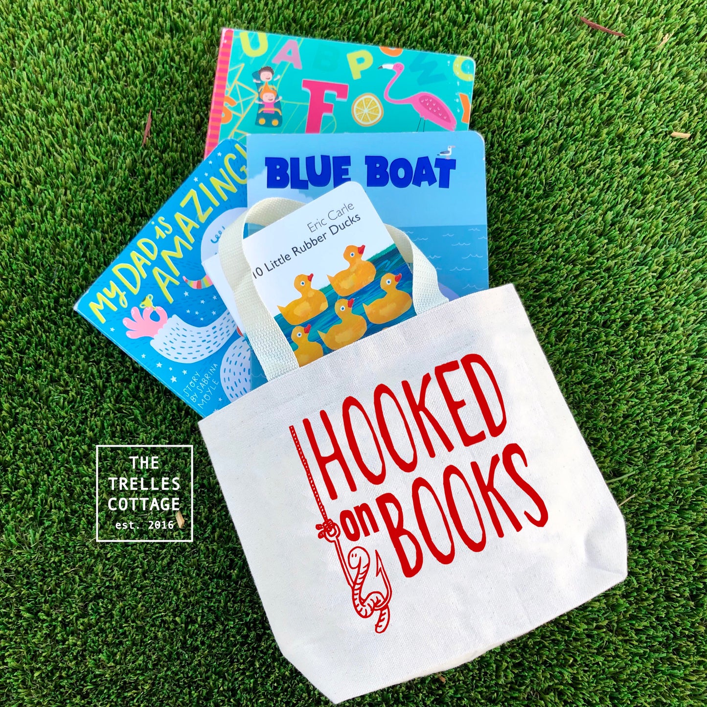 Hooked on Books Canvas Tote