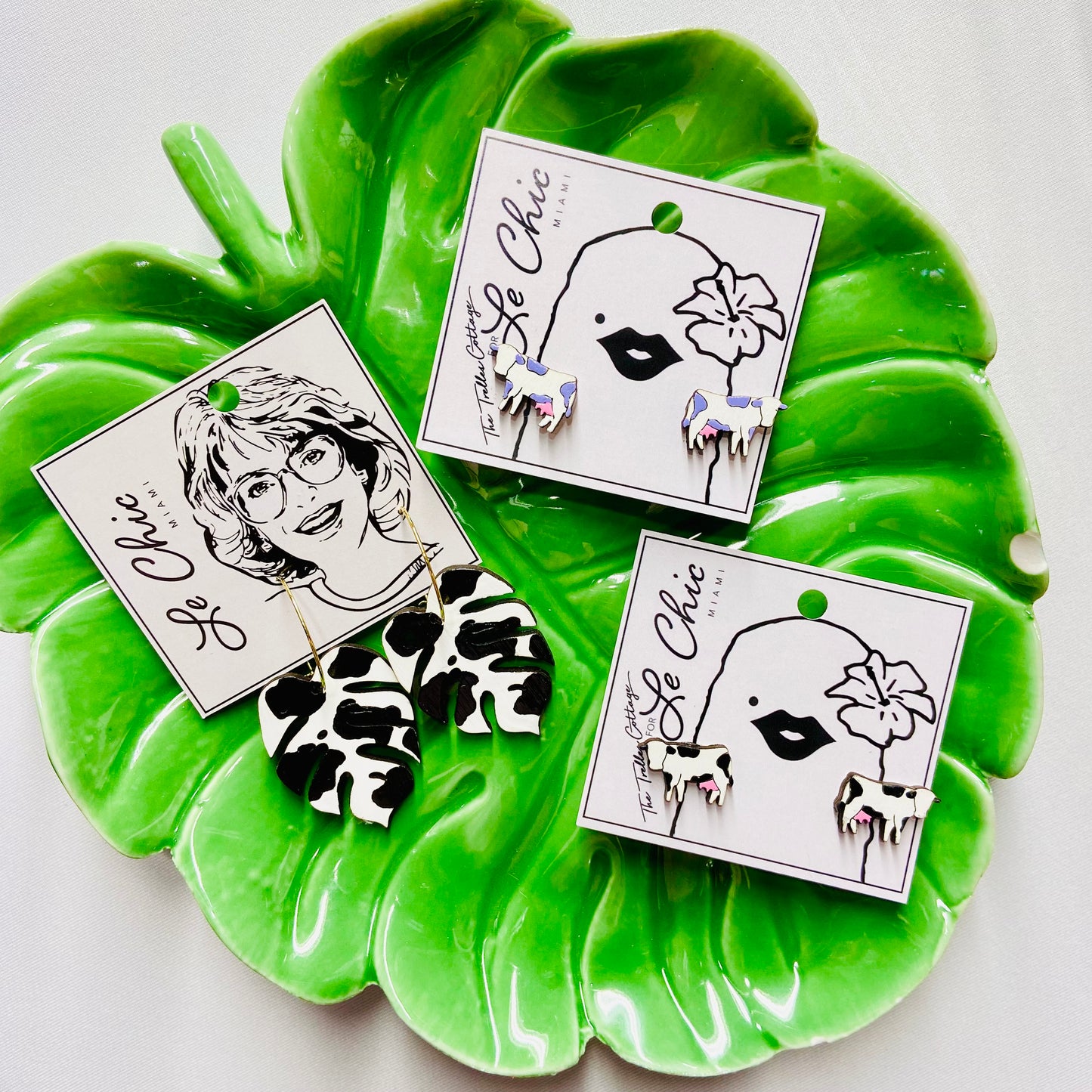 Monstera Hoop Earrings