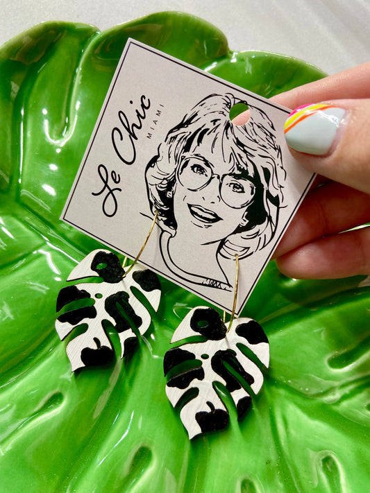 Monstera Hoop Earrings
