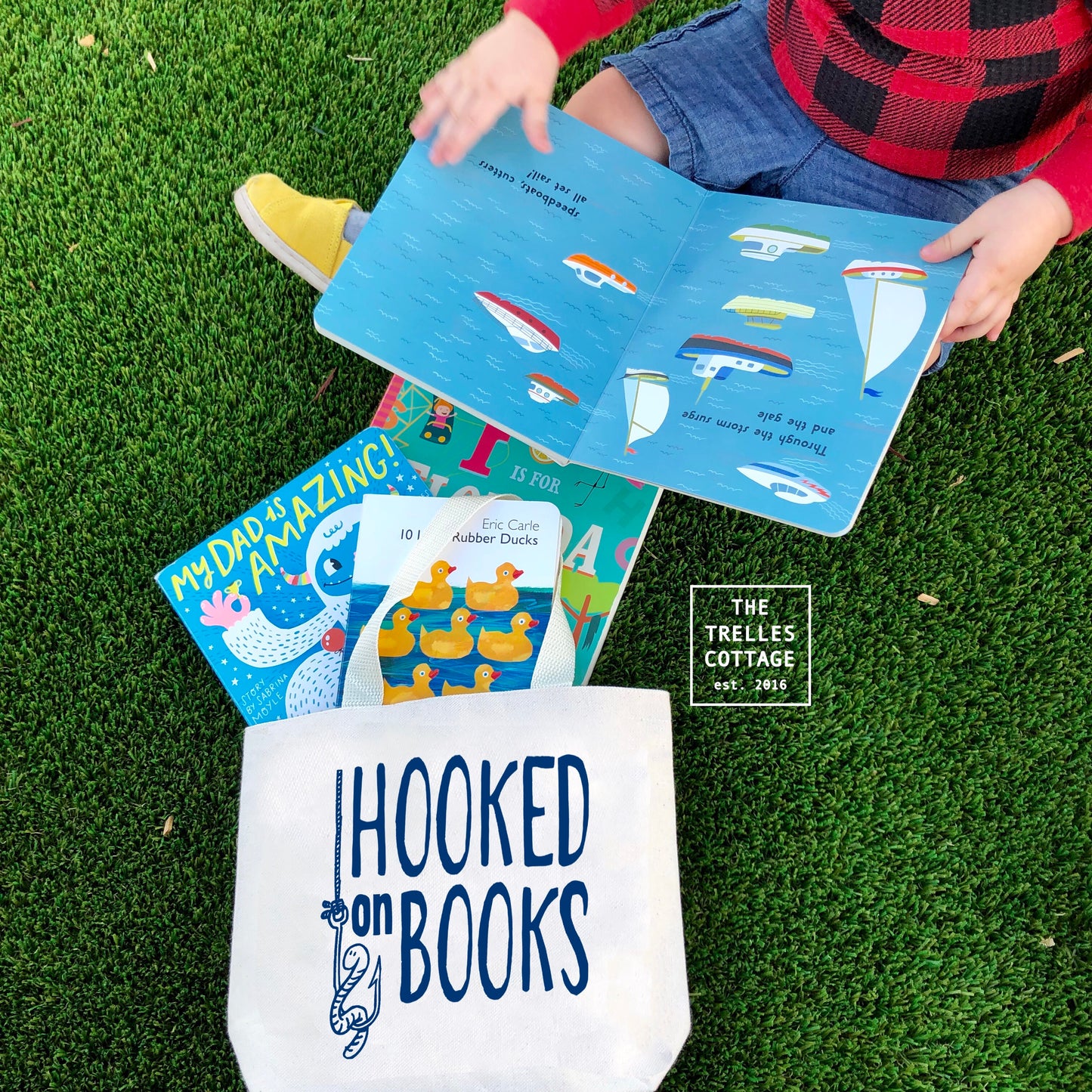 Hooked on Books Canvas Tote