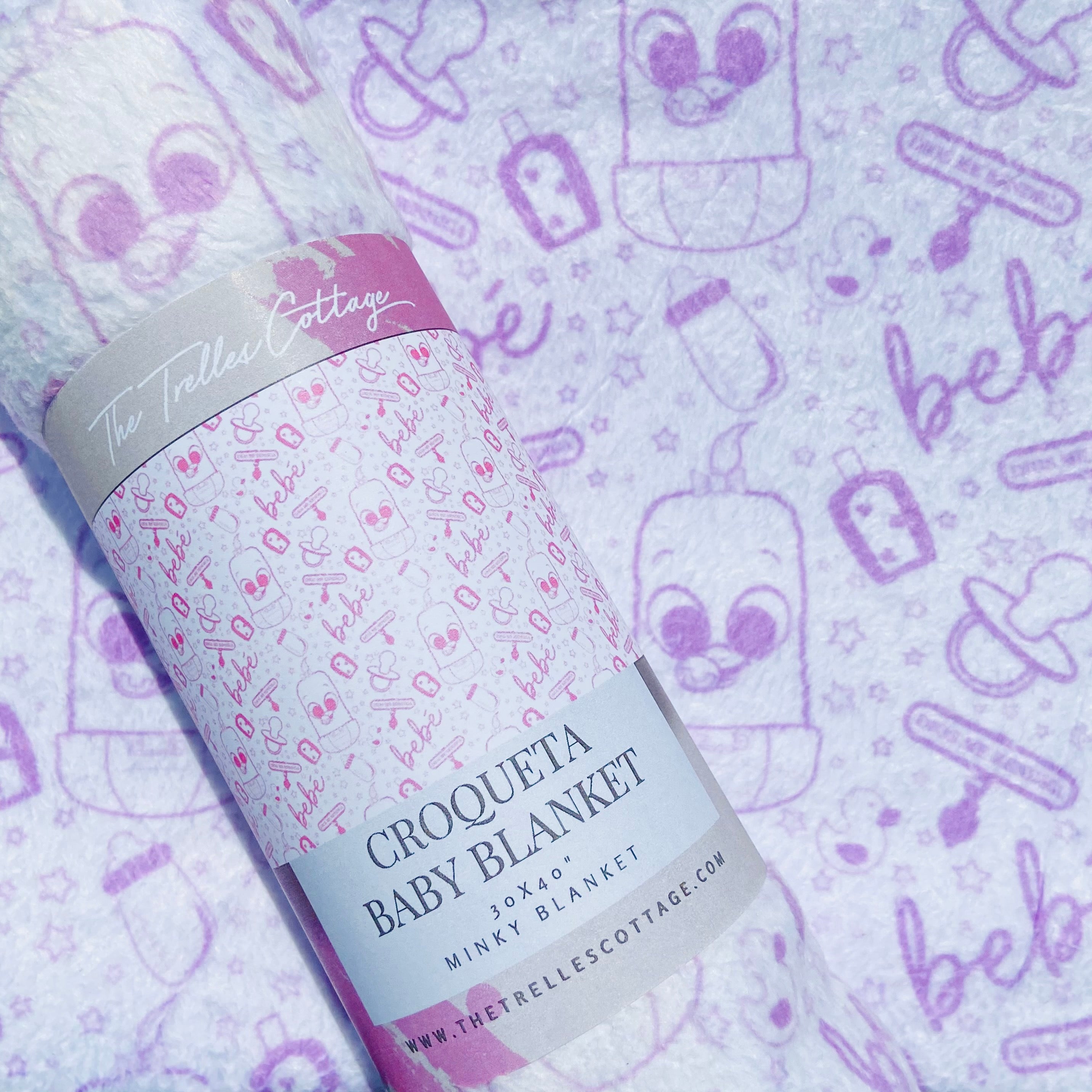 Croqueta Girl Baby Blanket - Minky Baby Blanket - Stroller Blanket