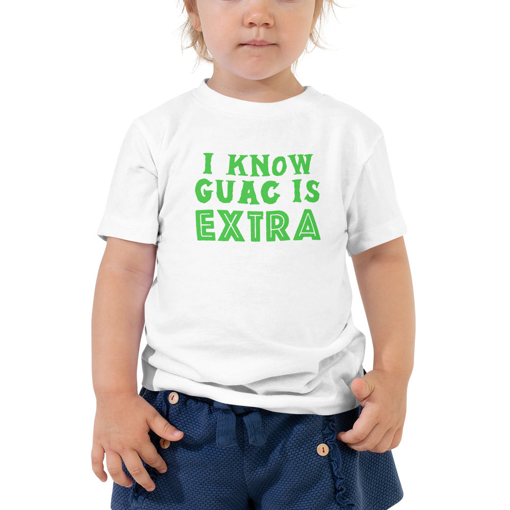 Guac Toddler Short Sleeve Tee - I Know Guac Is Extra - Holy Guacamole - Guac - Taco Tuesday - Taco Toddler - Avocado Baby